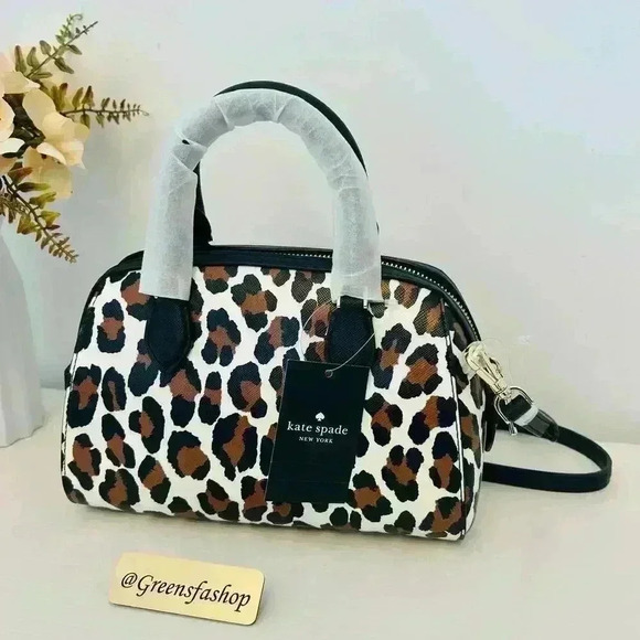 Kate Spade Purse Madison Spotted Leopard Duffle Crossbody Bag - Picture 5 of 11